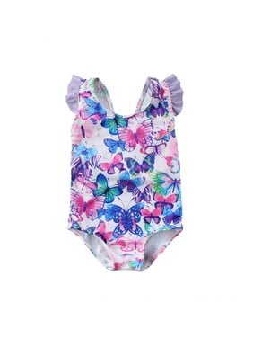 Outique Childrens Swimwear Bathing Suits Kids Girls Cartoon Butterfly Print Bikini Beach One Piece Swimsuit